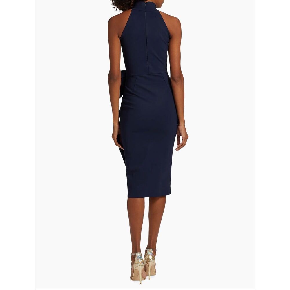 Chiara Boni La Petite Robe Halter Ruffle Midi Dress in Blue Notte US 2 $695 - Picture 4 of 14
